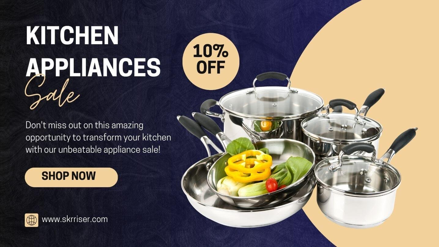 Black And Beige Modern Kitchen Appliances Sale Facebook Cover (1)